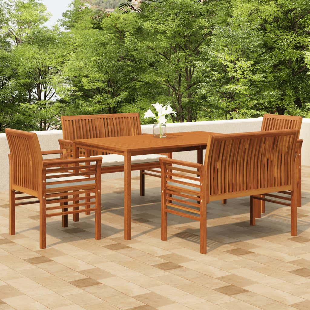 vidaXL 5 Piece Outdoor Dining Set with Cushions Solid Wood Acacia