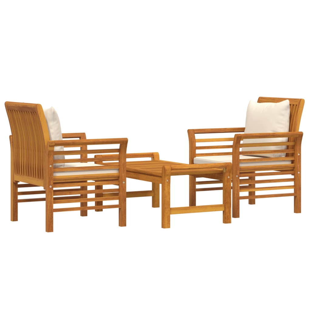 vidaXL 3-delige Loungeset met kussens massief acaciahout afbeelding