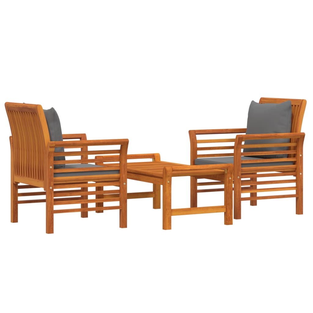 vidaXL 3-delige Loungeset met kussens massief acaciahout afbeelding