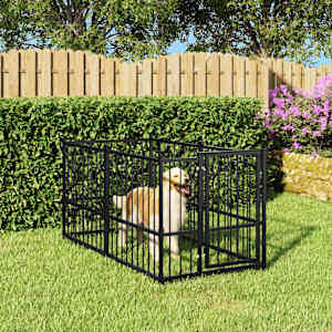 Pasji boks črn 193,5x97x100 cm jeklo