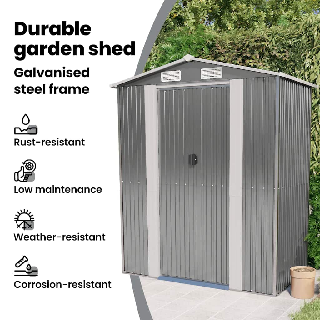 Spacious Galvanized Steel Garden Shed with Lockable Door vidaXL - Picture 37 of 40