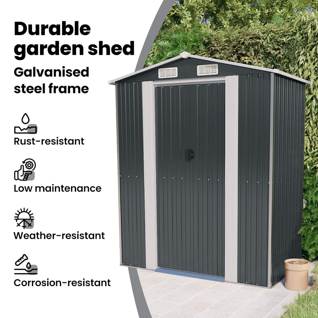 Spacious Galvanized Steel Garden Shed with Lockable Door vidaXL - Picture 9 of 40
