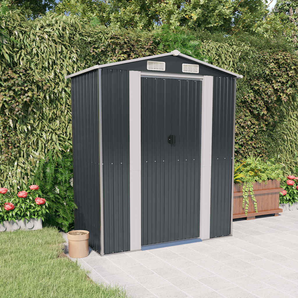 Spacious Galvanized Steel Garden Shed with Lockable Door vidaXL - Picture 7 of 40