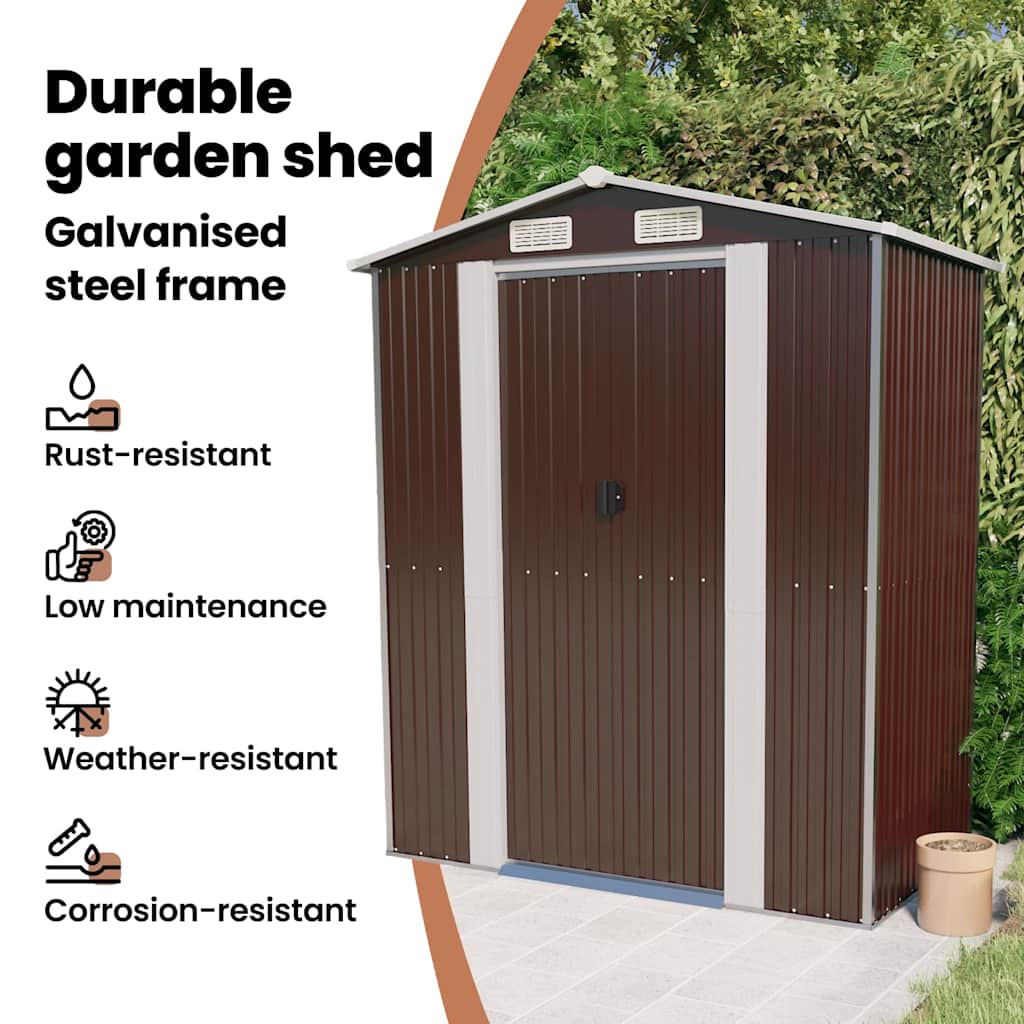 Spacious Galvanized Steel Garden Shed with Lockable Door vidaXL - Picture 16 of 40