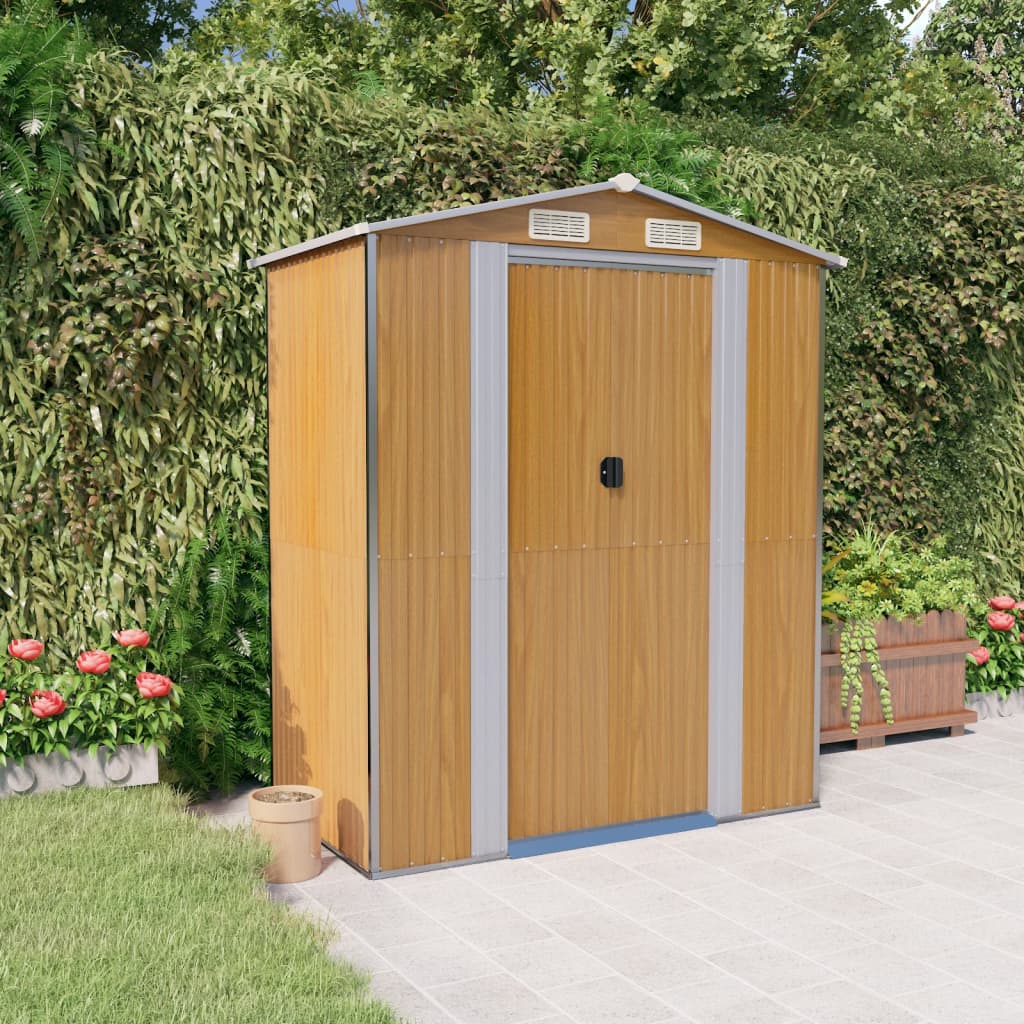 Spacious Galvanized Steel Garden Shed with Lockable Door vidaXL - Picture 28 of 40