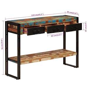 Konzolový stolek 110 x 30 x 76 cm masivní recyklované dřevo - obrázek 7