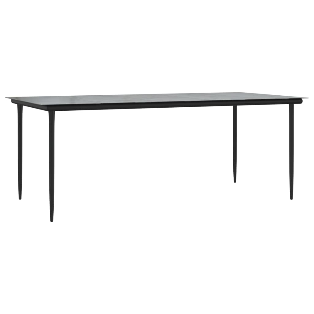 VidaXL Garden Dining Table Black 200x100x74cm Steel And Tempered Glass