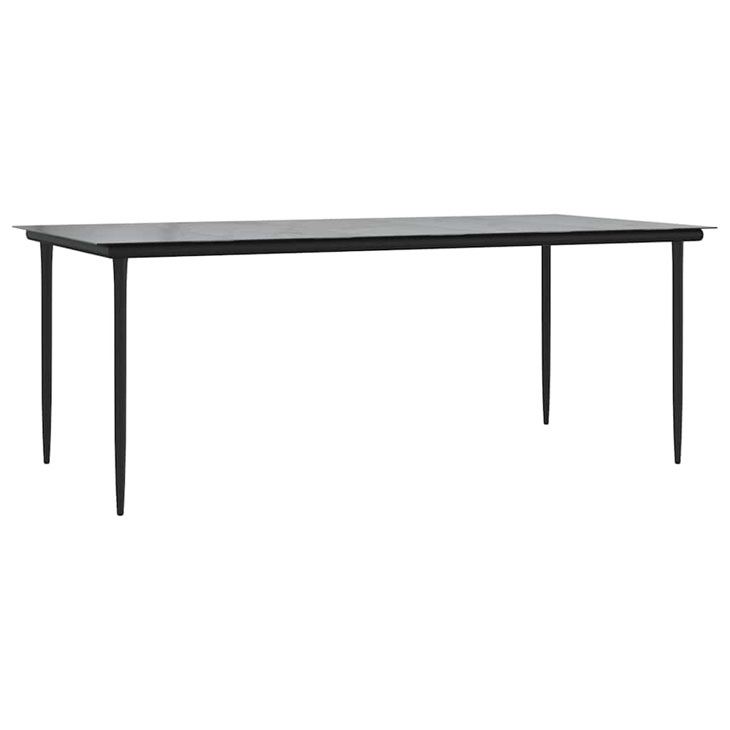 vidaXL Zahradní jídelní stůl černý 200x100x74 cm ocel a tvrzené sklo