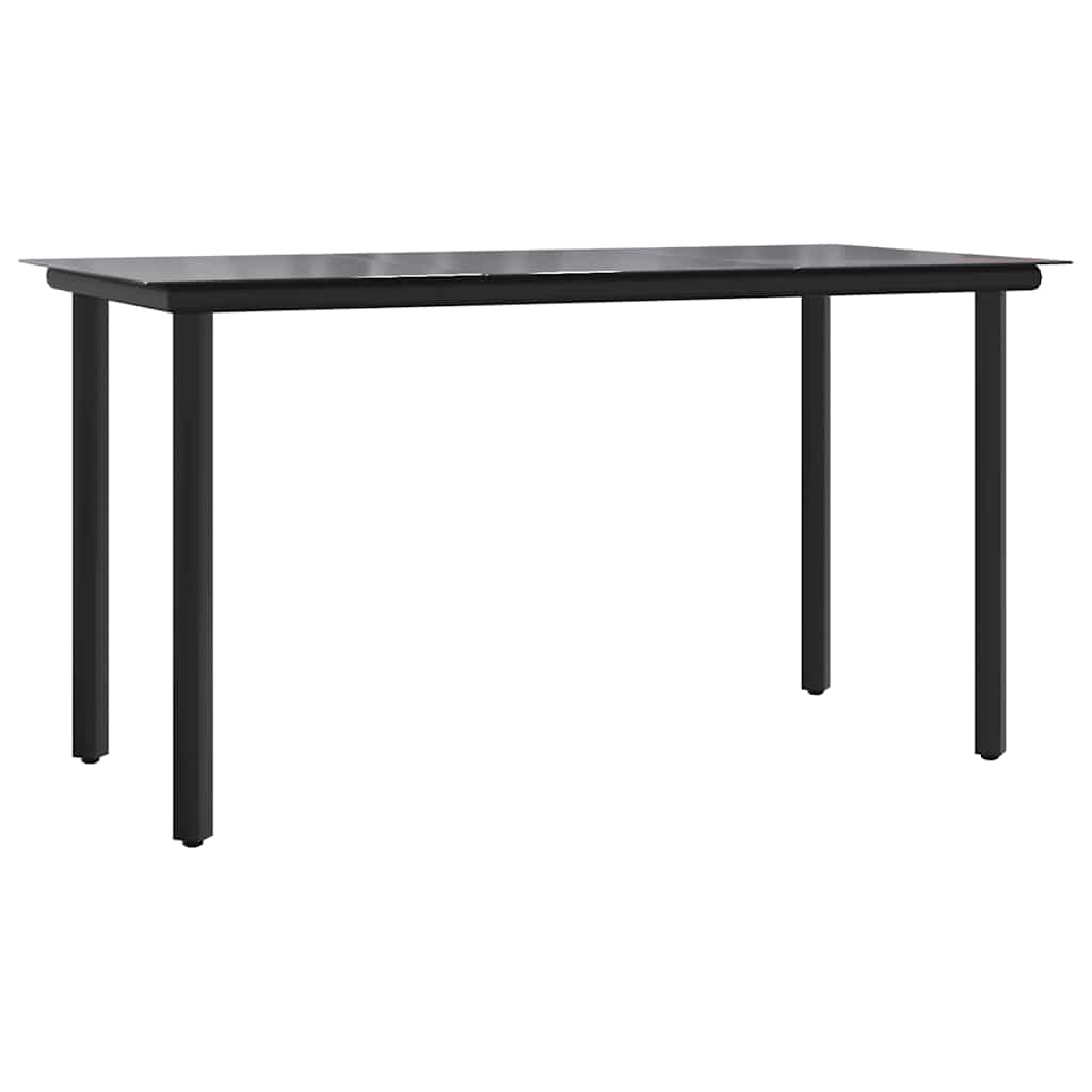vidaXL Zahradní jídelní stůl černý 200x100x74 cm ocel a tvrzené sklo