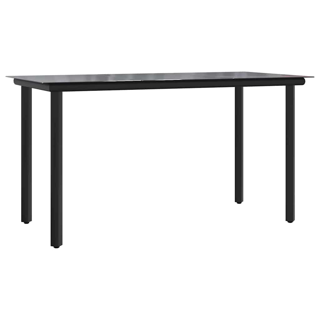 vidaXL Zahradní jídelní stůl černý 200x100x74 cm ocel a tvrzené sklo