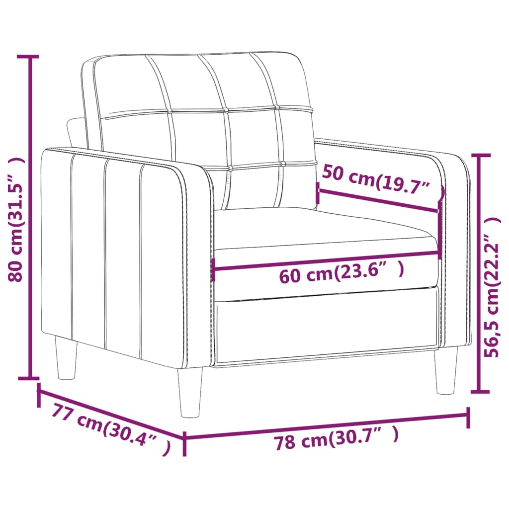 Sessel Braun 60 cm Kunstleder-8
