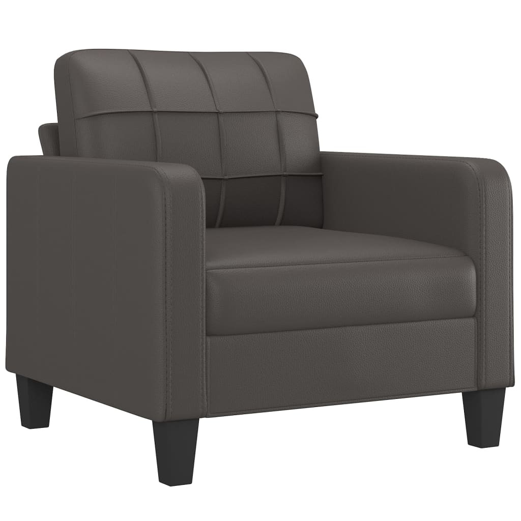 Canapea de o persoană, gri, 60 cm, piele ecologică