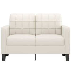 vidaXL Dvivietė sofa, kreminės spalvos, 120cm, dirbtinė oda