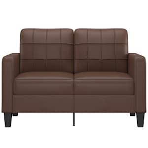 vidaXL Dvivietė sofa, rudos spalvos, 120cm, dirbtinė oda