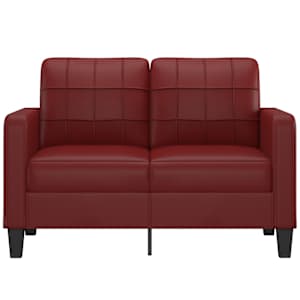 vidaXL Dvivietė sofa, raudonojo vyno spalvos, 120cm, dirbtinė oda