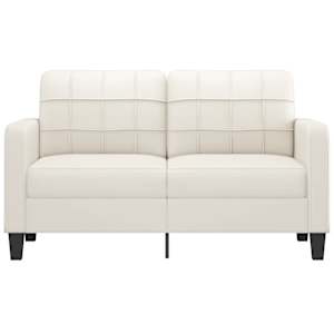 vidaXL Dvivietė sofa, kreminės spalvos, 140cm, dirbtinė oda