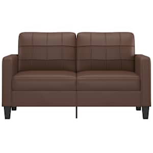 vidaXL Dvivietė sofa, rudos spalvos, 140cm, dirbtinė oda