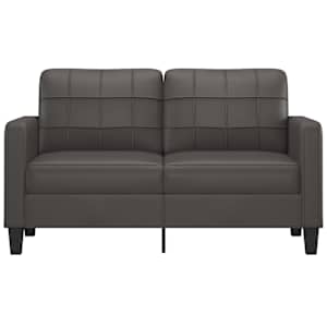 vidaXL Dvivietė sofa, pilkos spalvos, 140cm, dirbtinė oda