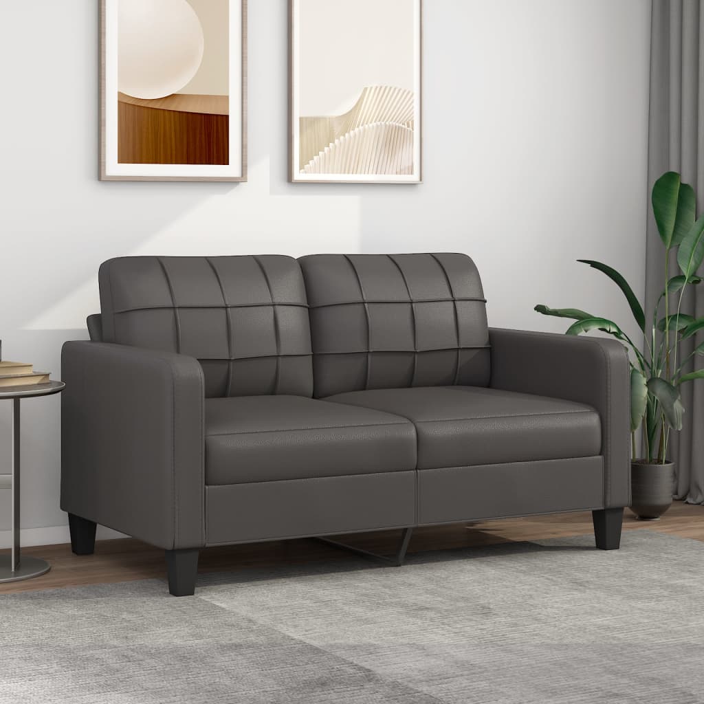 vida XL 2-Sitzer-Sofa Grau 140 cm Kunstleder