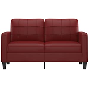 vidaXL Dvivietė sofa, raudonojo vyno spalvos, 140cm, dirbtinė oda