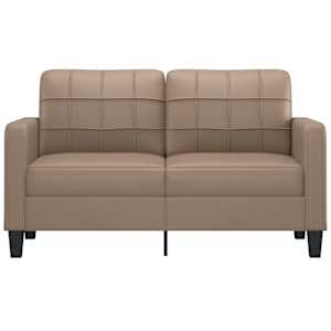 vidaXL Dvivietė sofa, kapučino spalvos, 140cm, dirbtinė oda