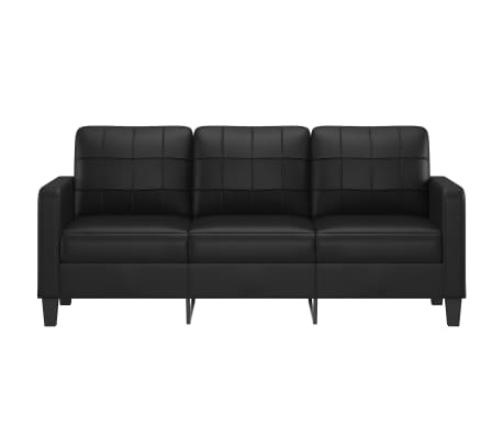 vidaXL Trivietė sofa, juodos spalvos, 180cm, dirbtinė oda