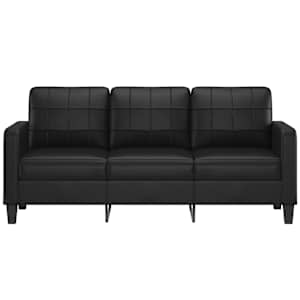 vidaXL Trivietė sofa, juodos spalvos, 180cm, dirbtinė oda