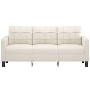 vidaXL Trivietė sofa, kreminės spalvos, 180cm, dirbtinė oda