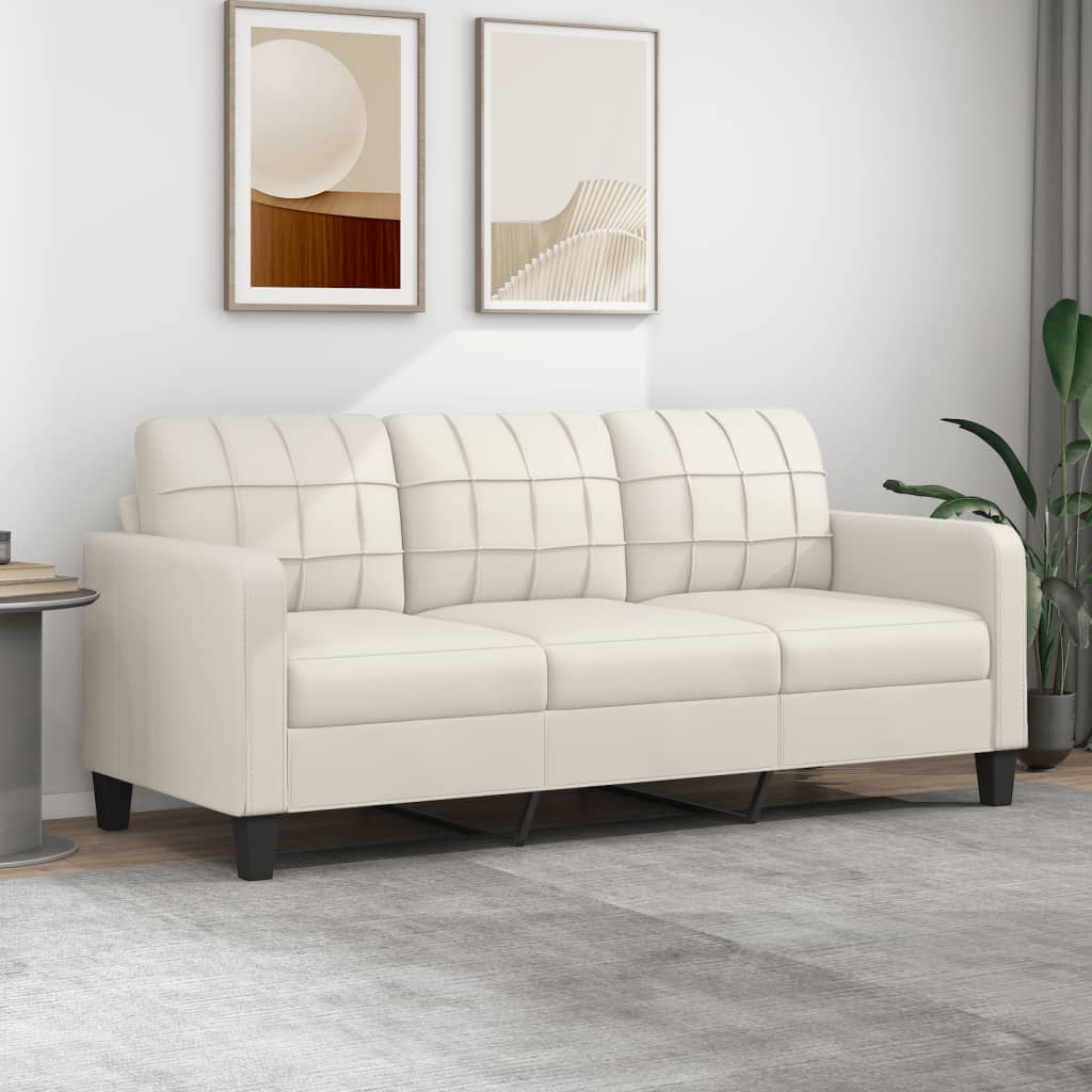 3-Sitzer-Sofa Creme 180 cm Kunstleder kaufen