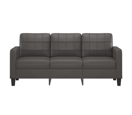 vidaXL Trivietė sofa, pilkos spalvos, 180cm, dirbtinė oda