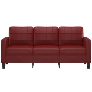 vidaXL Trivietė sofa, raudonojo vyno spalvos, 180cm, dirbtinė oda