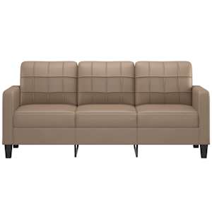 vidaXL Trivietė sofa, kapučino spalvos, 180cm, dirbtinė oda