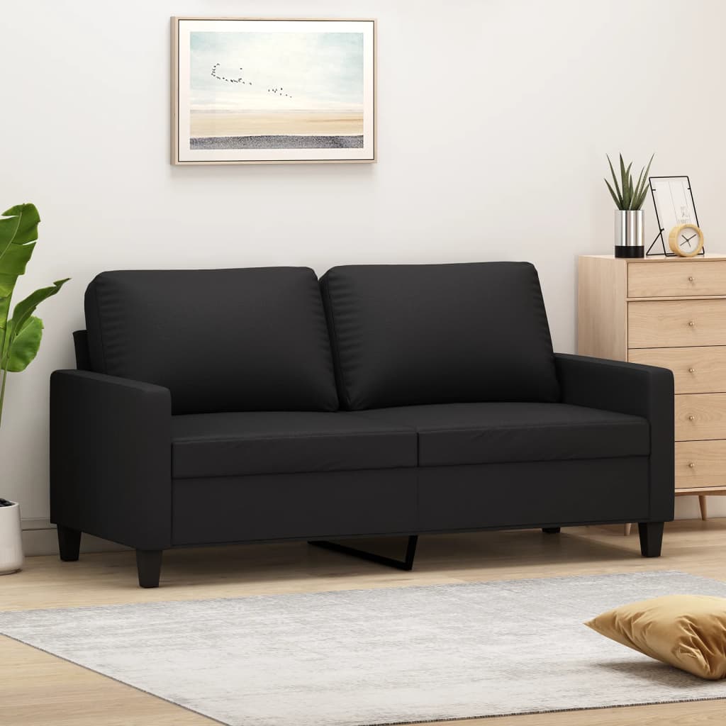 2-Sitzer-Sofa Schwarz 140 cm Kunstleder | Stepinfit.de