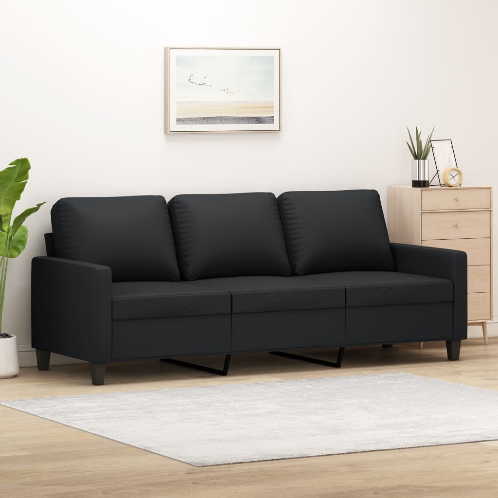 3-Sitzer-Sofa Schwarz 180 cm Kunstleder | Stepinfit.de
