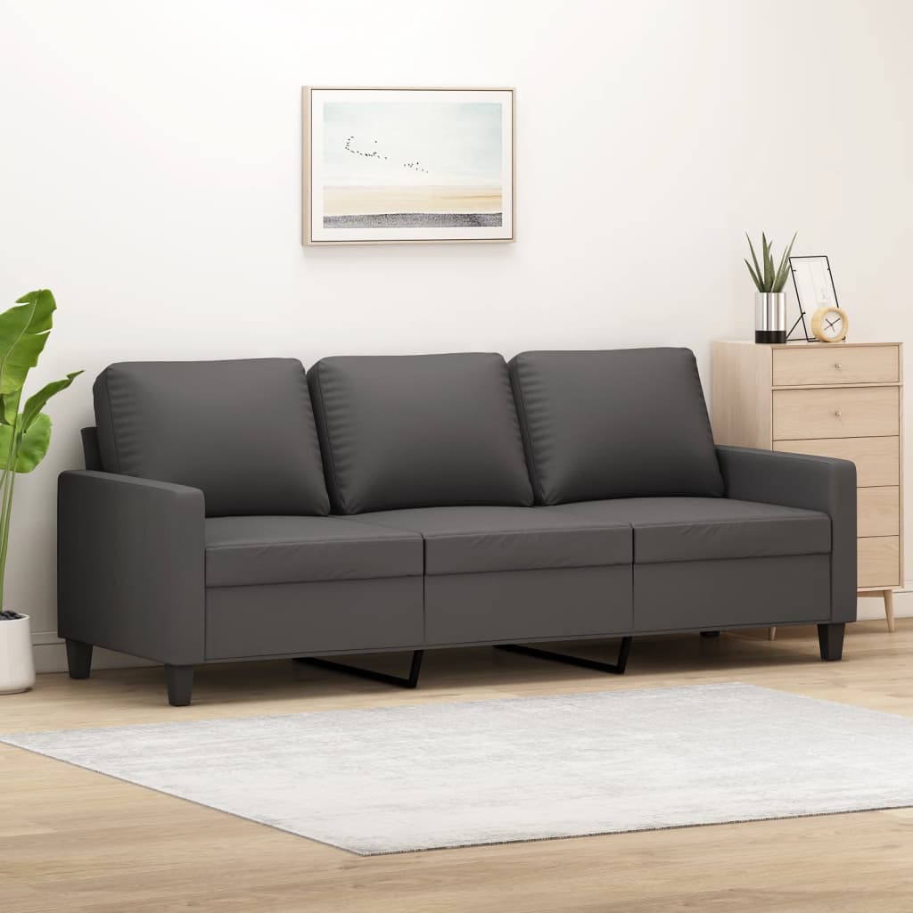 3-Sitzer-Sofa Grau 180 cm Kunstleder | Stepinfit.de