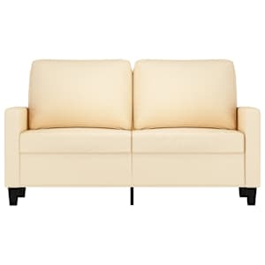 vidaXL Dvivietė sofa, kreminės spalvos, 120cm, audinys