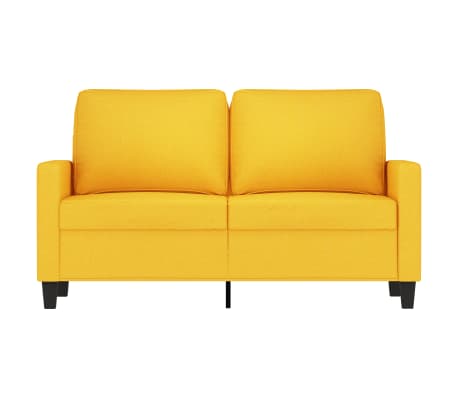 vidaXL Dvivietė sofa, šviesiai geltonos spalvos, 120cm, audinys