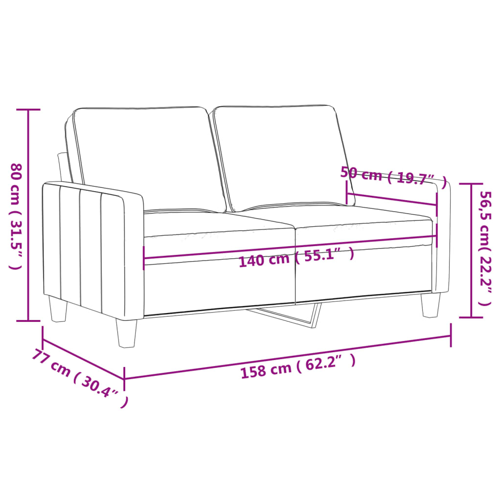 2-Sitzer-Sofa Weinrot 140 cm Stoff | Stepinfit.de