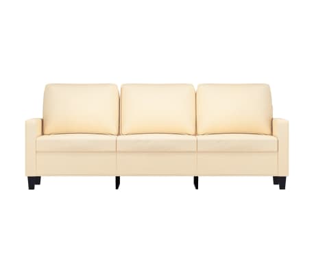 vidaXL Trivietė sofa, kreminės spalvos, 180cm, audinys