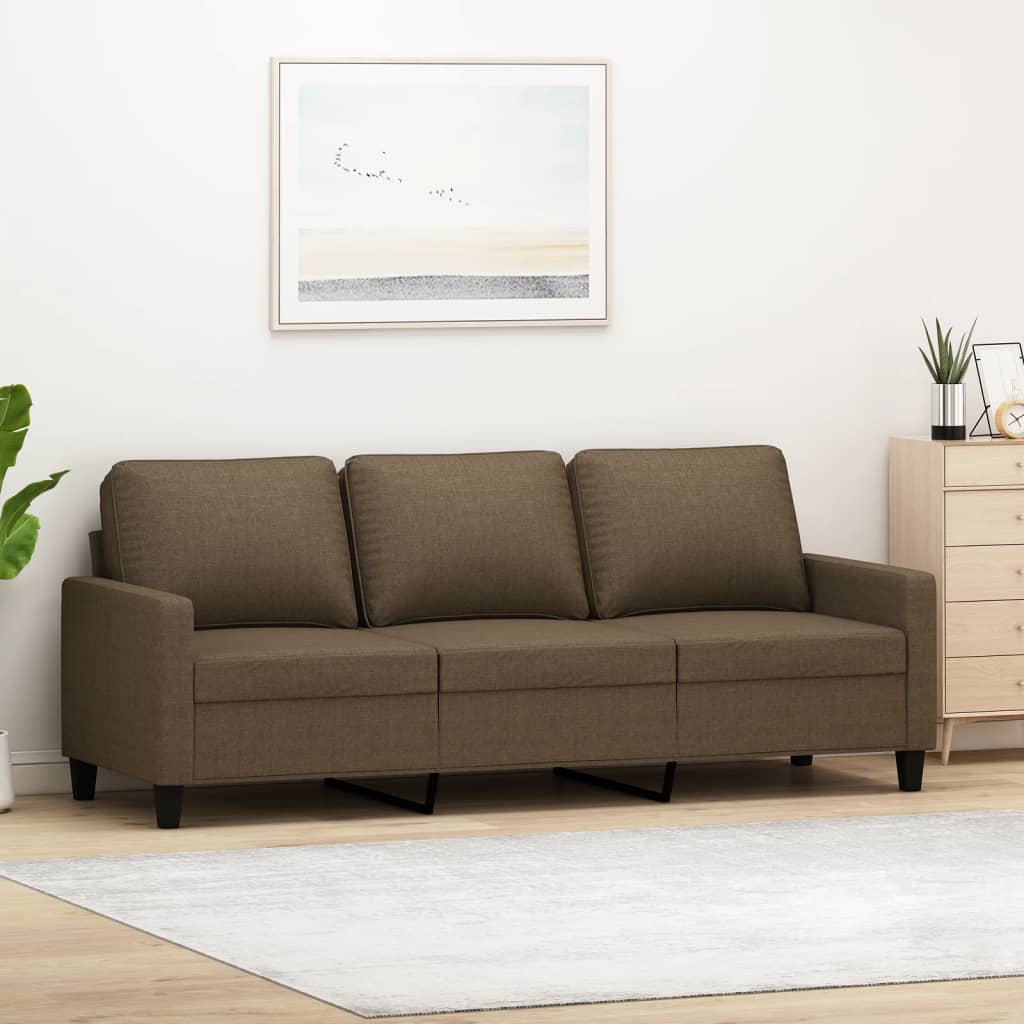 vidaXL Sofá de 3 lugares tecido 180 cm castanho