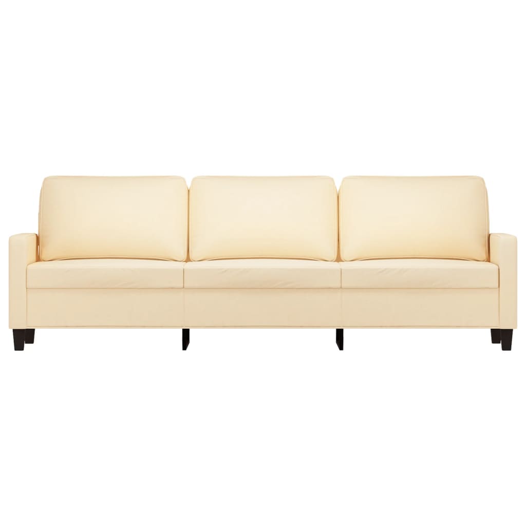 vidaXL Trivietė sofa, kreminės spalvos, 210cm, audinys