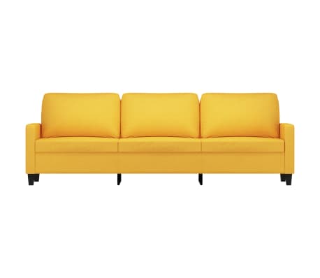 vidaXL Trivietė sofa, šviesiai geltonos spalvos, 180cm, audinys