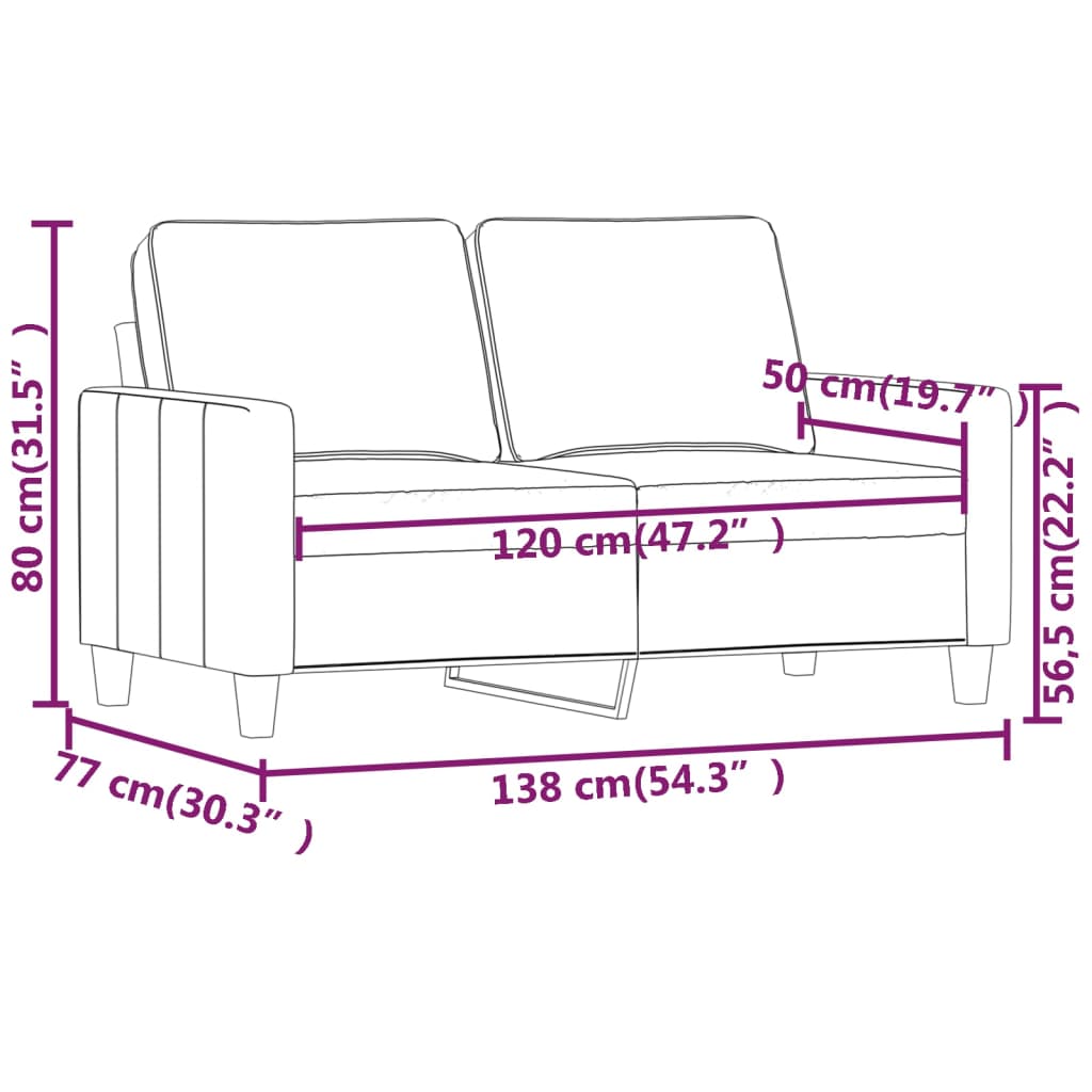 2-Sitzer-Sofa Dunkelgrau 120 cm Samt | Stepinfit.de