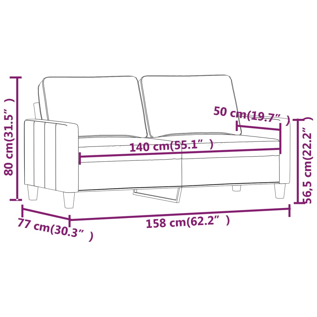 2-Sitzer-Sofa Creme 140 cm Samt | Stepinfit.de