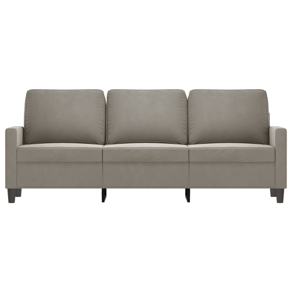 vidaXL Trivietė sofa, šviesiai pilkos spalvos, 180cm, aksomas