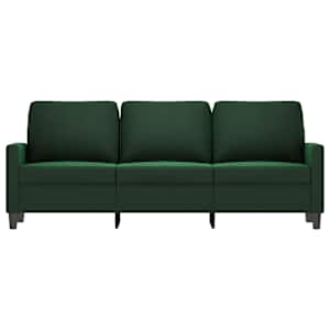 vidaXL Trivietė sofa, tamsiai žalios spalvos, 180cm, aksomas