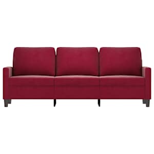 vidaXL Trivietė sofa, raudonojo vyno spalvos, 180cm, aksomas