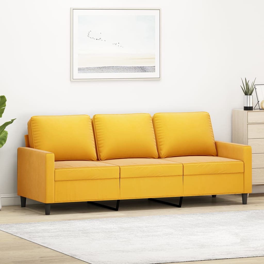 3-Sitzer-Sofa Gelb 180 cm Samt | Stepinfit.de