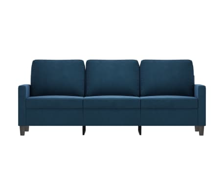 vidaXL Trivietė sofa, mėlynos spalvos, 180cm, aksomas