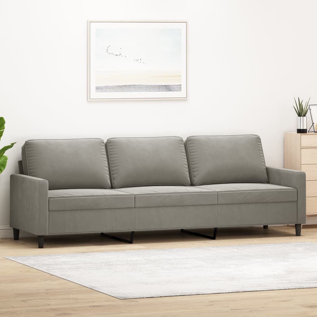 3-Sitzer-Sofa Hellgrau 210 cm Samt | Stepinfit.de